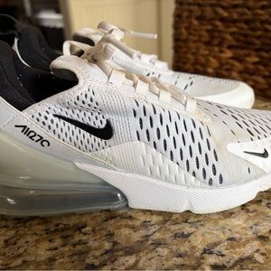 Nike White and Black Air Max 270 Sport Sneakers